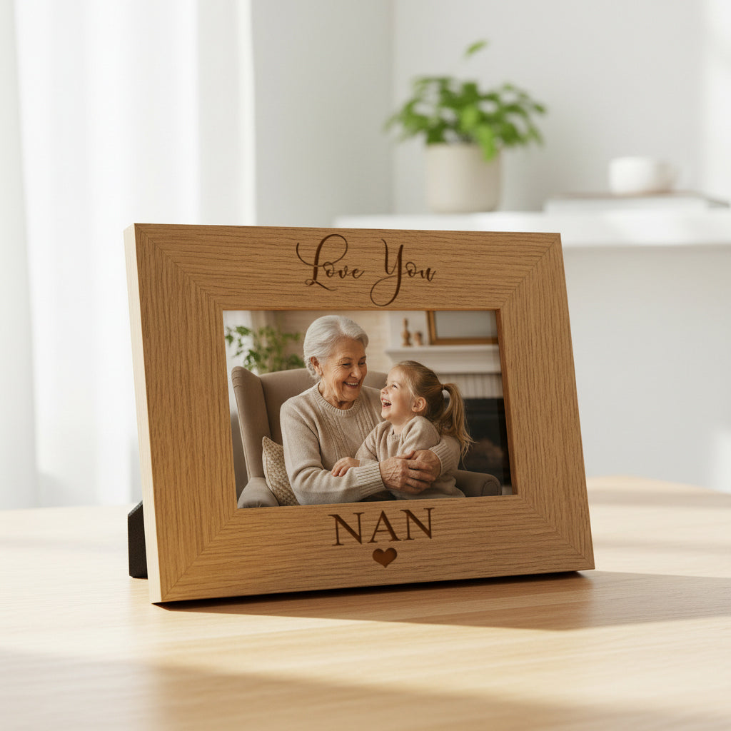 Love You Nan Engraved Wooden Engraved Photo Frame Nan Photo Frame ukgiftstoreonline