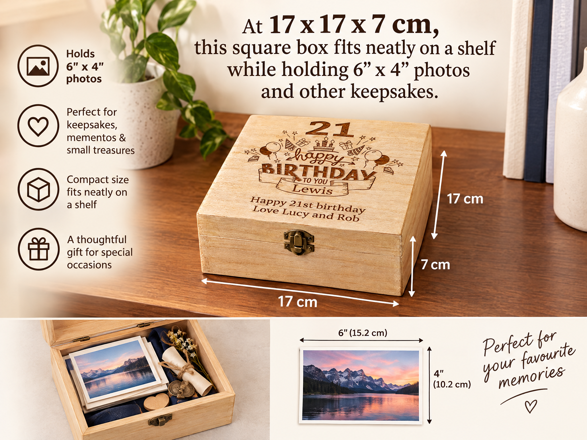Personalised 21st Birthday Wooden Keepsake Box Gift Engraved Keepsake Boxes ukgiftstoreonline