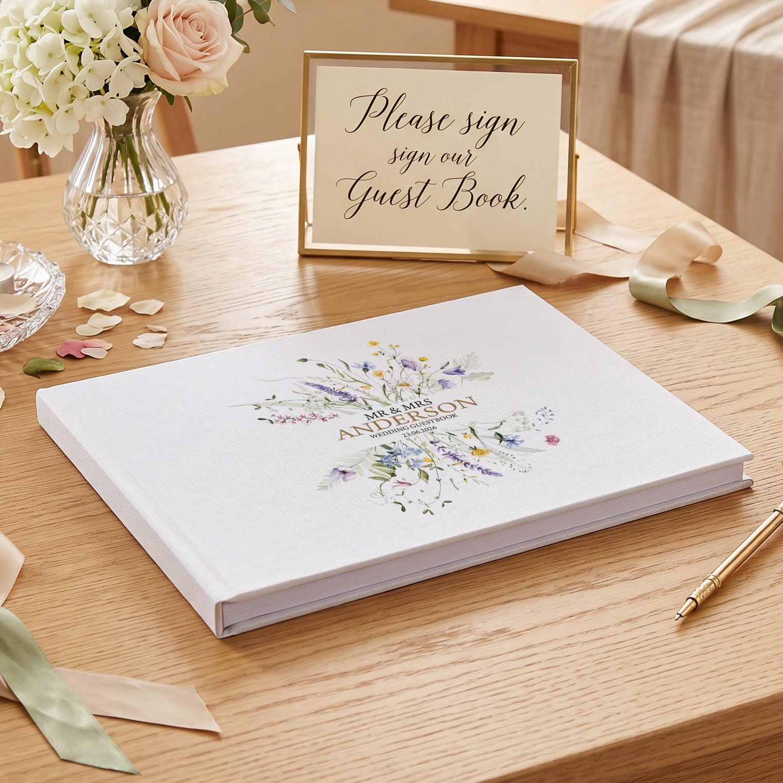 Personalised Wedding Memory Book – Large A4 Guest Book for Weddings with Wildflower Design ukgiftstoreonline