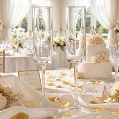 Personalised Champagne Flutes – Tall Wedding Champagne Glasses | Elegant Engraved Toast Set Champagne Glasses ukgiftstoreonline