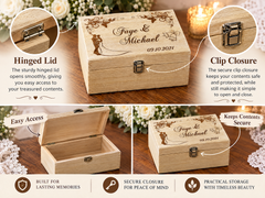 Personalised Large Wedding Floral Design Wooden Memories Keepsake Box Keepsake Memory Box Raised Words