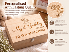 Personalised Large Girl's First Birthday Gift Keepsake Box Engraved Keepsake Memory Box Raised Words