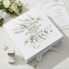 Personalised Wedding Keepsake Box – Elegant Floral Design With Wildflower Prints ukgiftstoreonline