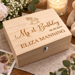 Personalised Large Girl's First Birthday Gift Keepsake Box Engraved Keepsake Memory Box Raised Words