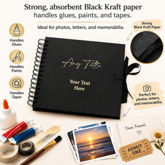 Personalised Any Name and Text Black Scrapbook Photo album Gold Print Scrapbook ukgiftstoreonline