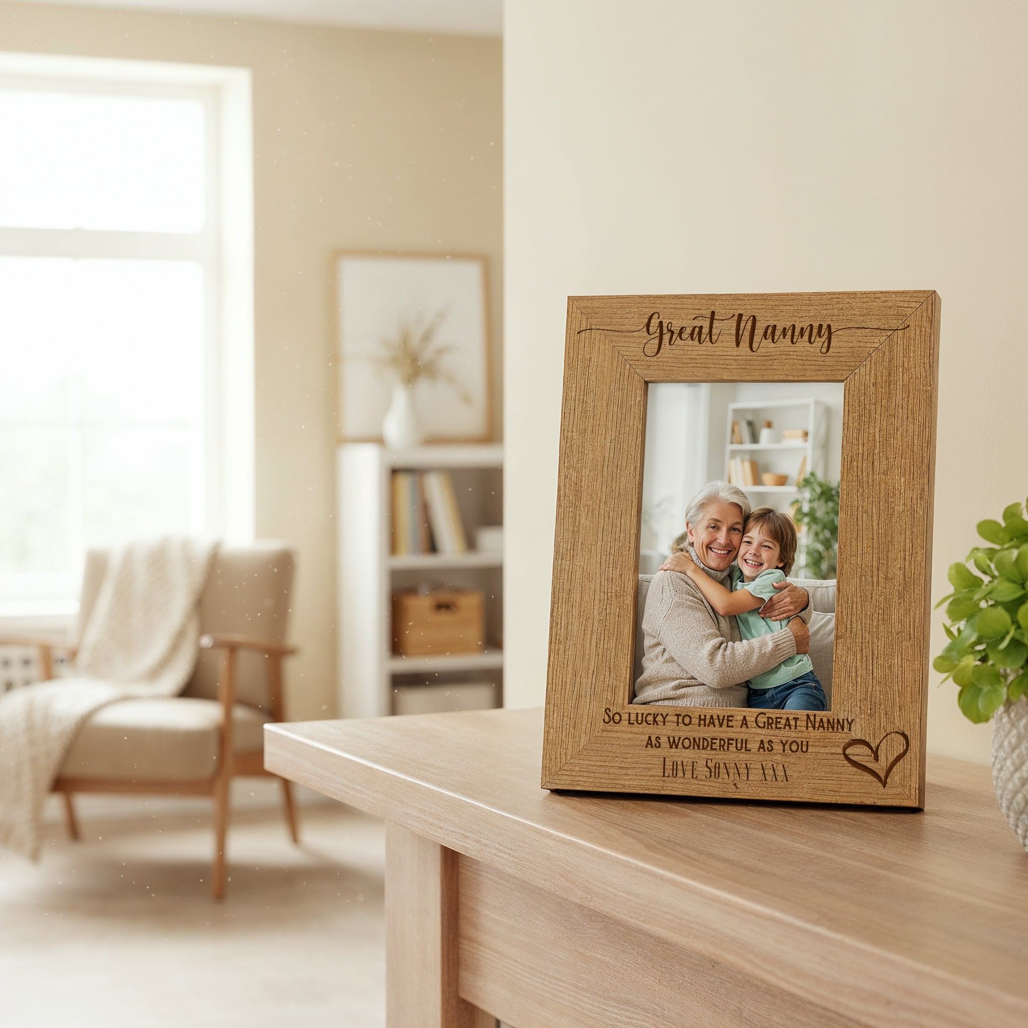 Personalised Great Nanny Love Heart Engraved Photo Frame Gift personalised photo frames ukgiftstoreonline