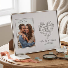 Engagement Photo Frame - Silver Heart Personalised 4x6 Keepsake Gift Boxed Anniversary Photo Frame ukgiftstoreonline
