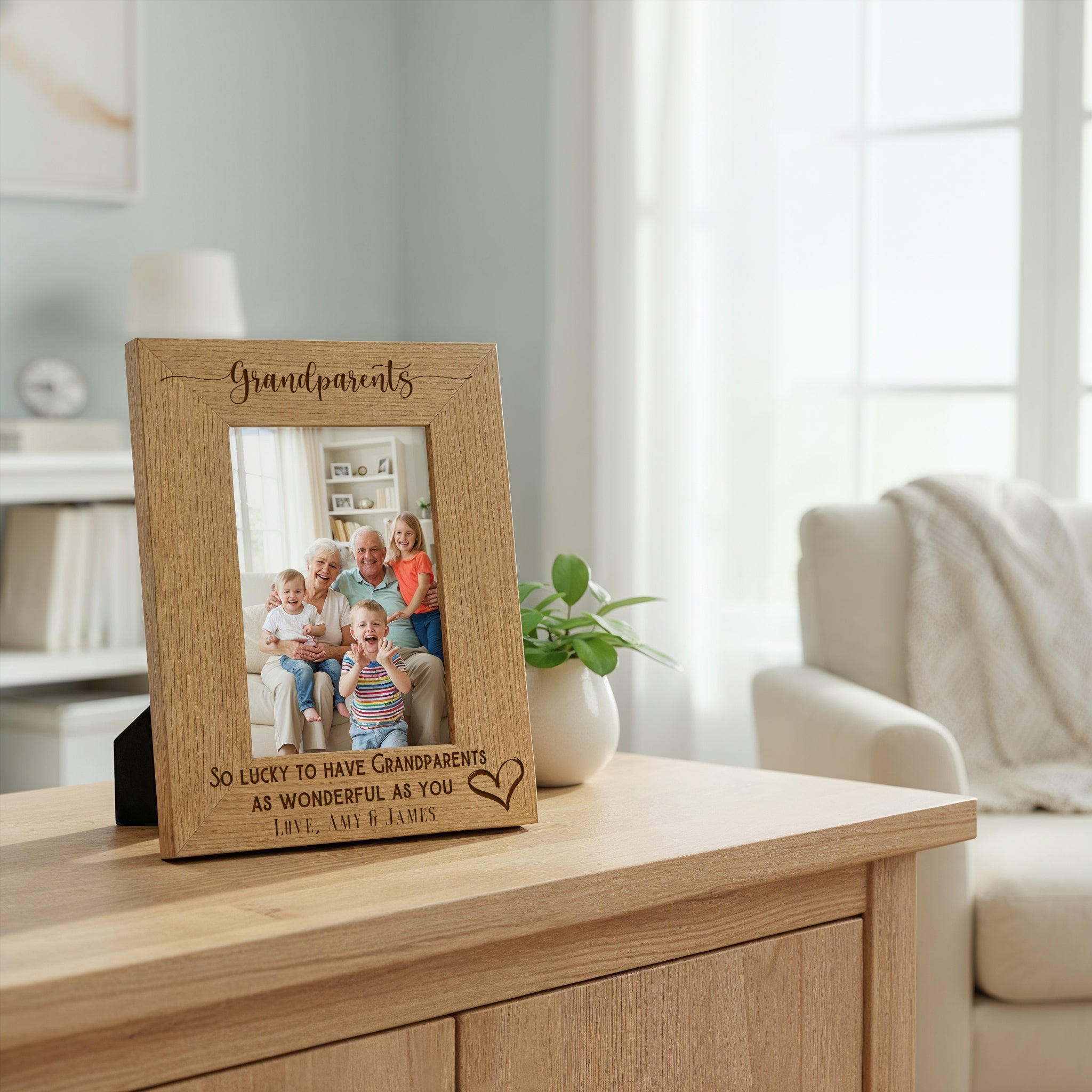 Personalised Grandparents Love Heart Engraved Portrait Photo Frame Gift personalised photo frames ukgiftstoreonline
