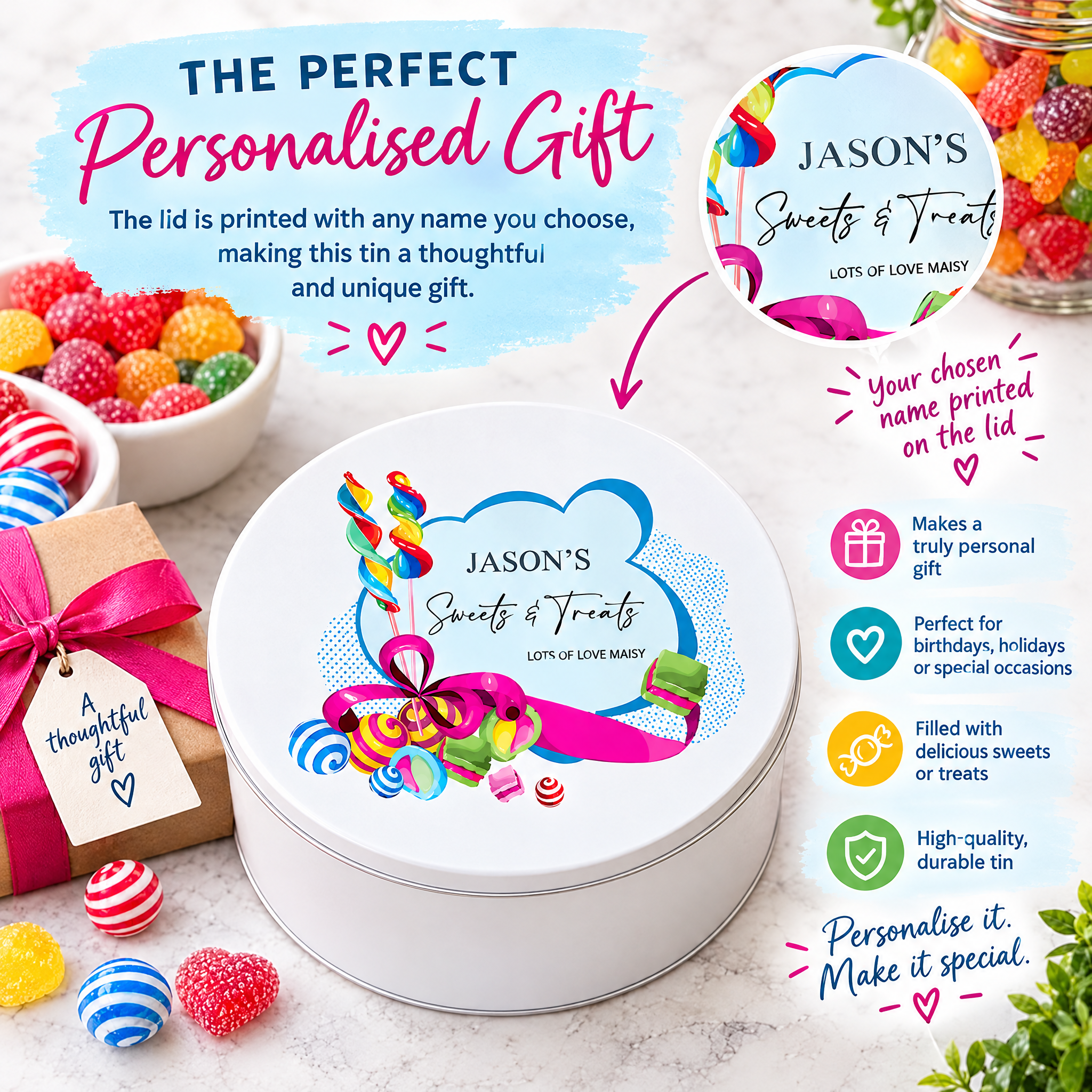 Personalised Any Name Sweet Storage Tin Gift Storage Tin ukgiftstoreonline