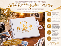 50th Golden Anniversary White Scrapbook Guest Book Photo Album Gold Script Scrapbook Guest Book ukgiftstoreonline