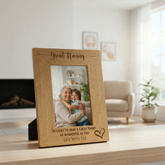 Personalised Great Nanny Love Heart Engraved Photo Frame Gift personalised photo frames ukgiftstoreonline