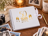50th Golden Anniversary White Scrapbook Guest Book Photo Album Gold Script Scrapbook Guest Book ukgiftstoreonline