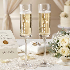 Personalised Champagne Flutes – Tall Wedding Champagne Glasses | Elegant Engraved Toast Set Champagne Glasses ukgiftstoreonline