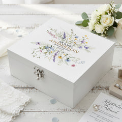 Personalised Wedding Keepsake Box – Elegant Floral Design With Wildflower Prints ukgiftstoreonline
