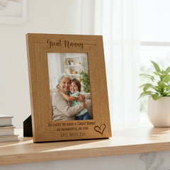 Personalised Great Nanny Love Heart Engraved Photo Frame Gift personalised photo frames ukgiftstoreonline