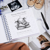 Personalised Baby's First Year Keepsake Journal Milestones and Memories With Cute Elephant