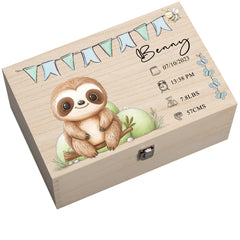Personalised Wooden Baby Memory Keepsake Box With Cute Animals