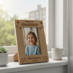 Personalised Great Grandson Portrait Wooden Photo Frame Gift Grandson Photo Frame ukgiftstoreonline