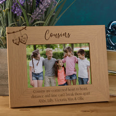 Personalised Cousins Sentiment Photo Frames With Love Hearts On Branch
