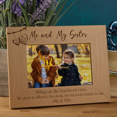 Personalised Brothers and Sisters Sentiment Photo Frames With Love Hearts On Branch