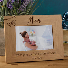 Personalised Mum and Mummy Sentiment Photo Frames With Love Hearts On Branch