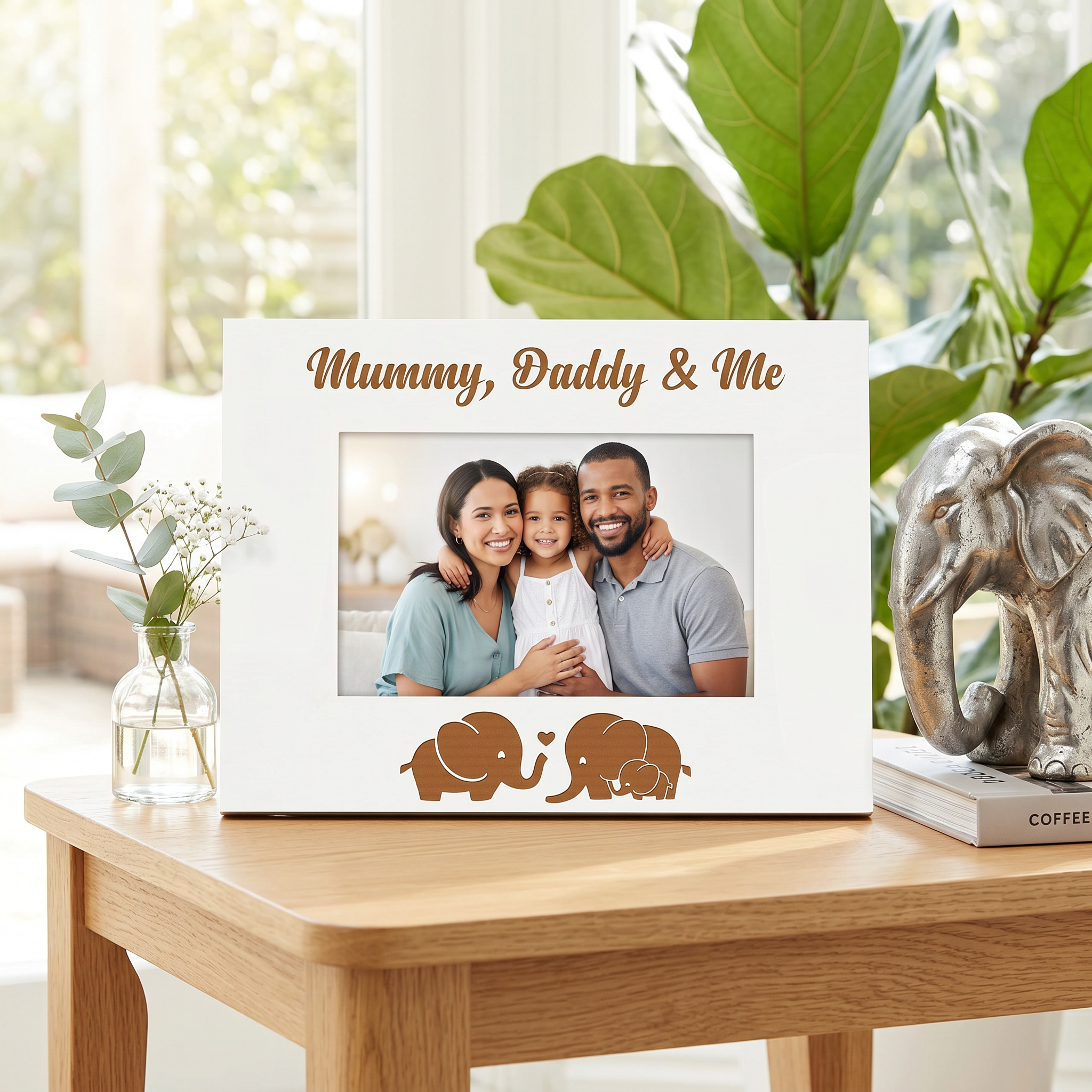 White Engraved Mummy Daddy and Me Family Photo Frame Gift Photo Frame ukgiftstoreonline