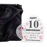 Beautiful Personalised 10th Wedding Anniversary Heart Block In Gift Box