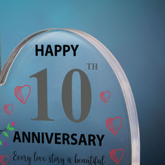Beautiful Personalised 10th Wedding Anniversary Heart Block In Gift Box