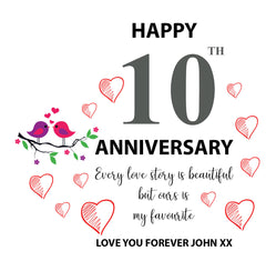 Beautiful Personalised 10th Wedding Anniversary Heart Block In Gift Box