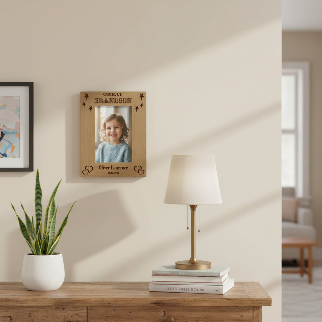 Personalised Great Grandson Portrait Wooden Photo Frame Gift Grandson Photo Frame ukgiftstoreonline