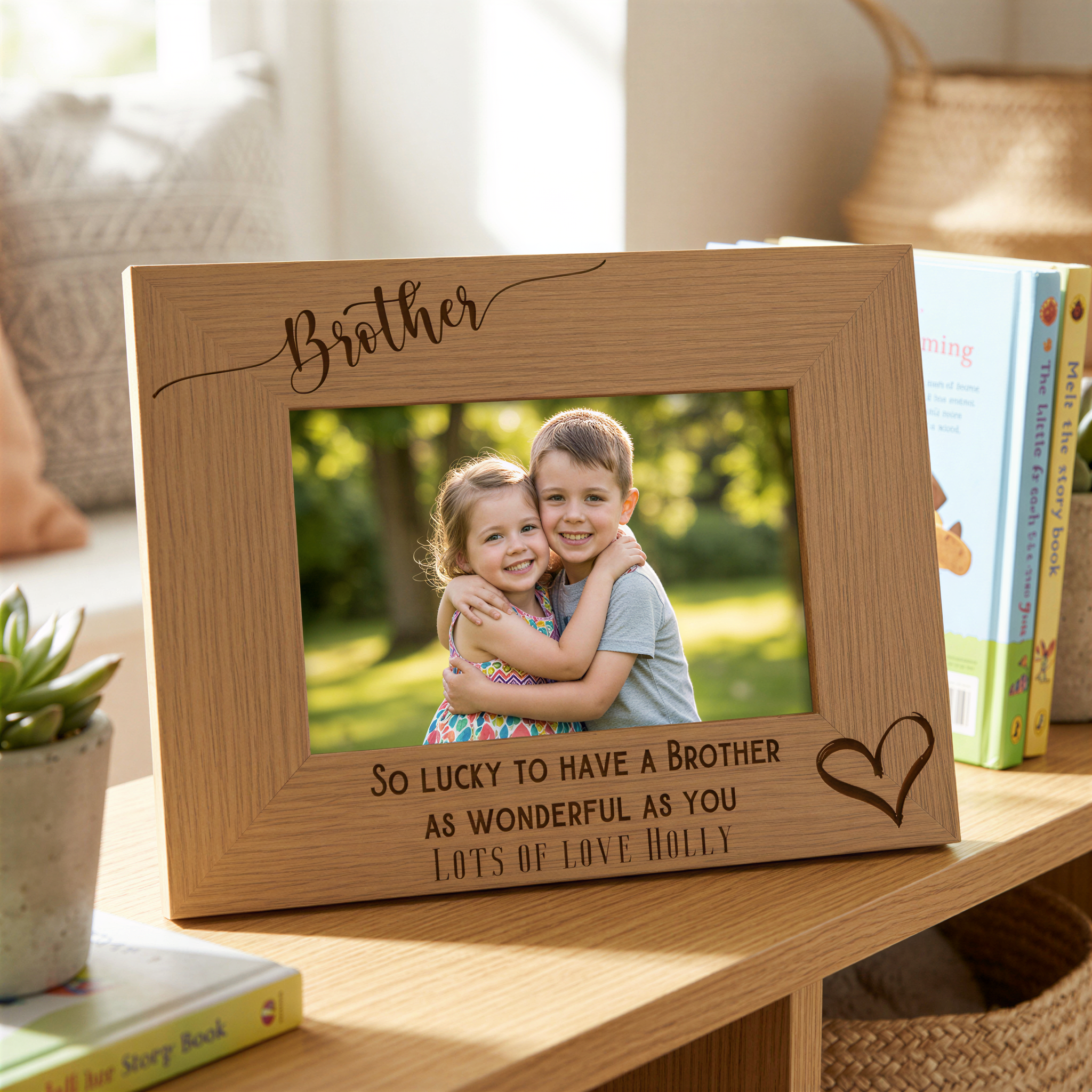 Personalised Brother Photo Frame - Engraved Wooden Picture Frame Gift For Memorable Display Nephew Photo Frame ukgiftstoreonline
