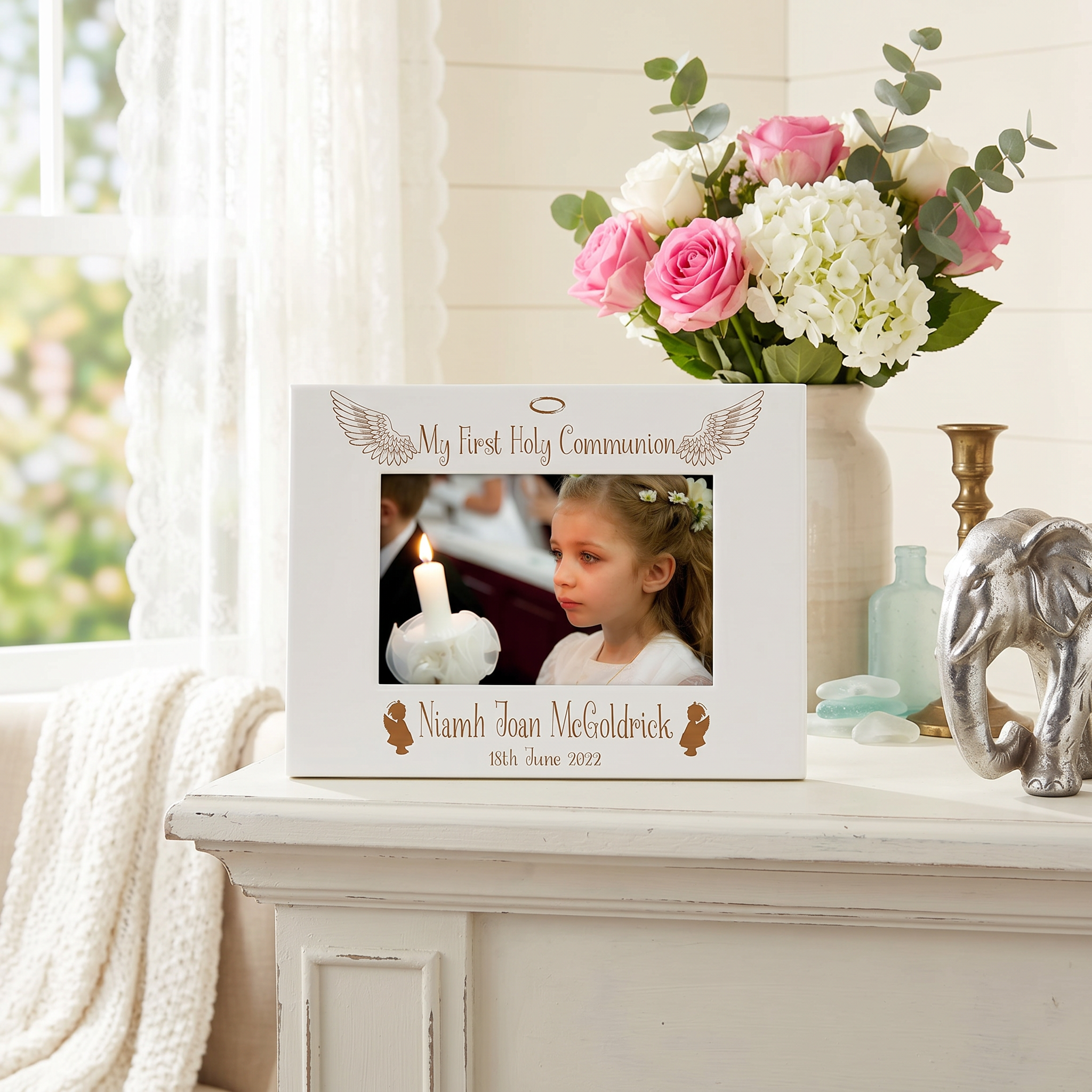 White Girls First Holy Communion Personalised Photo Frame Gift ukgiftstoreonline