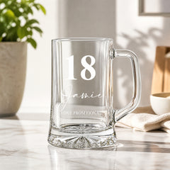 Personalised 18th Birthday Beer Glass Tankard Gift Boxed with Sentiment personalised beer glasses ukgiftstoreonline