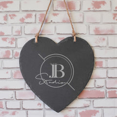 Personalised Engraved Large Slate Heart Plaque Any Logo Engraved