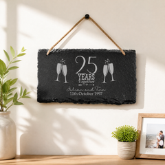 ukgiftstoreonline Personalised Slate 25th Anniversary Plaque Gift Personalised Slate Marker ukgiftstoreonline