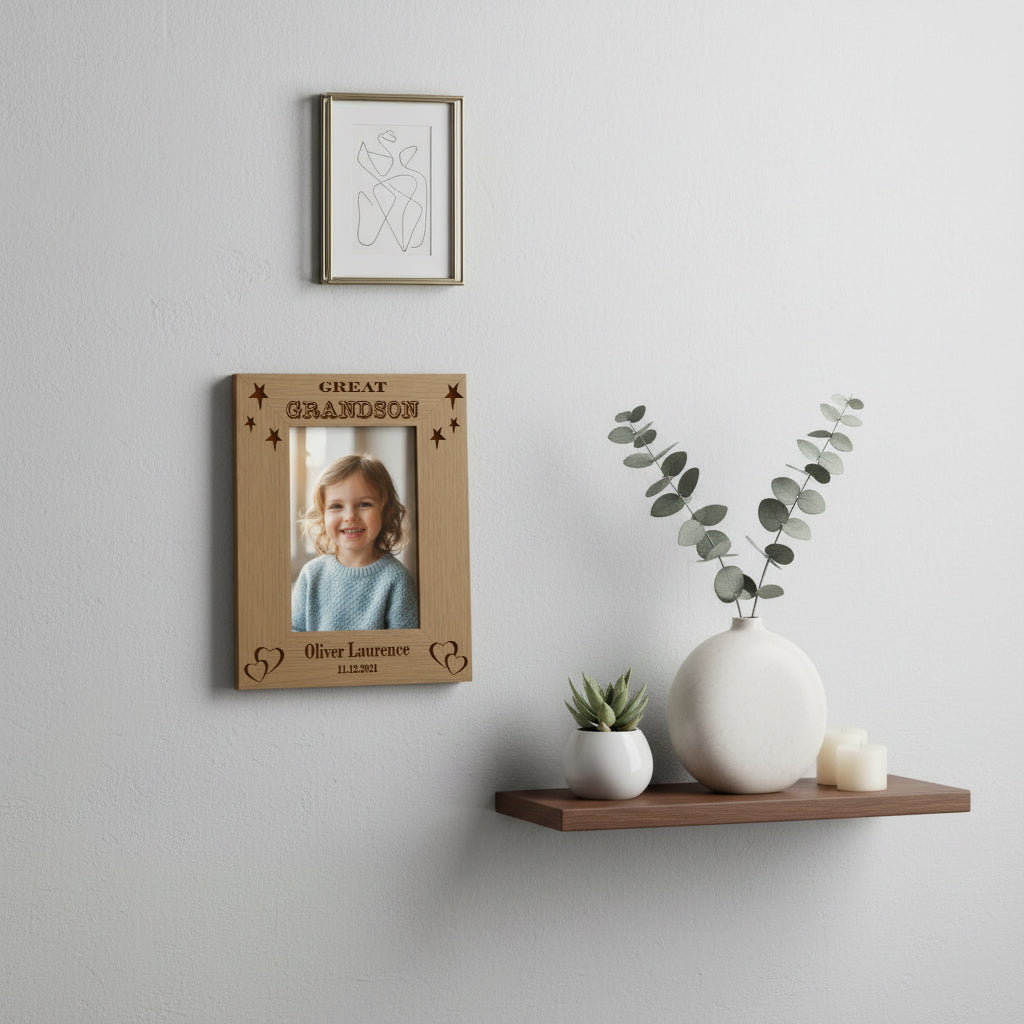 Personalised Great Grandson Portrait Wooden Photo Frame Gift Grandson Photo Frame ukgiftstoreonline