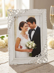 Classical Vintage Ornate White Metal Photo Frame 4" x 6" photo frame ukgiftstoreonline