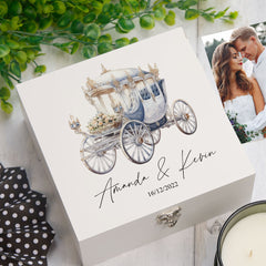 Personalised Wedding Keepsake Box With Carriage Design Keepsake Boxes ukgiftstoreonline Wood Box Medium