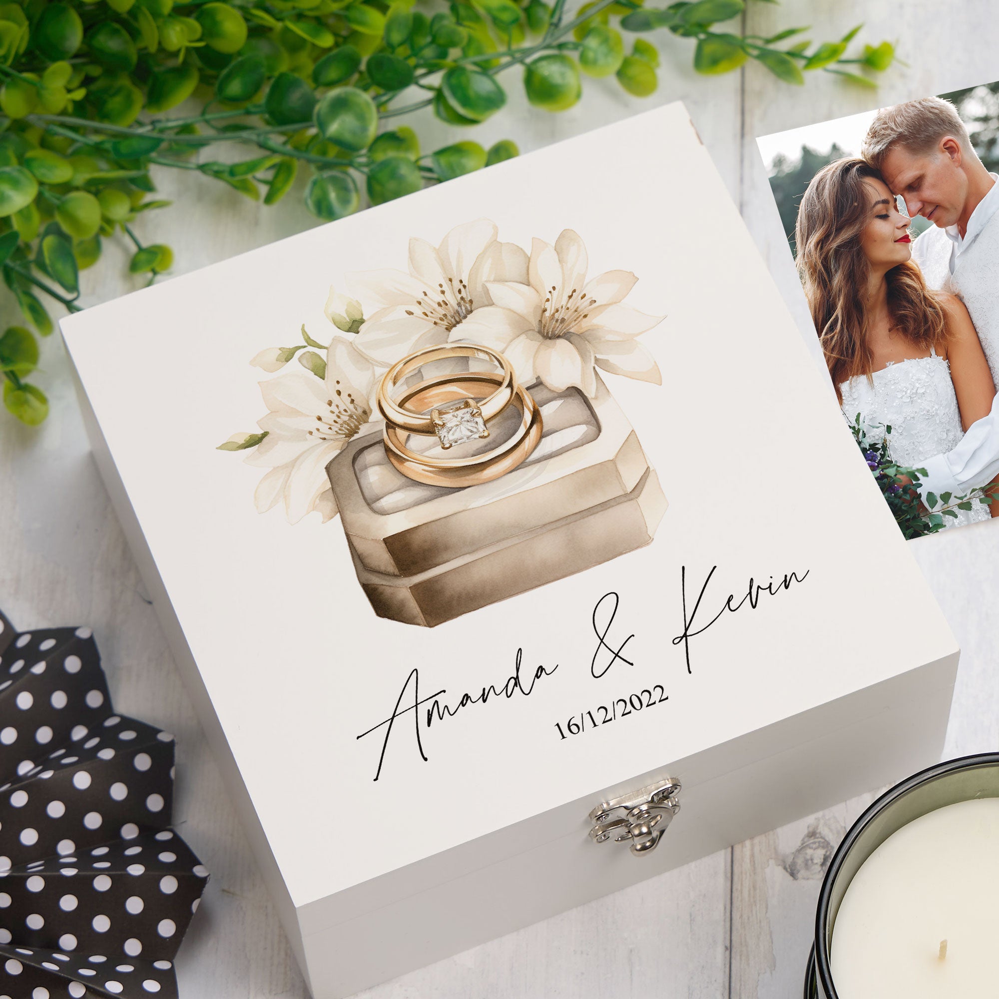 Personalised Wedding Keepsake Box With Floral Ring Box Design Keepsake Boxes ukgiftstoreonline Wood Box Medium