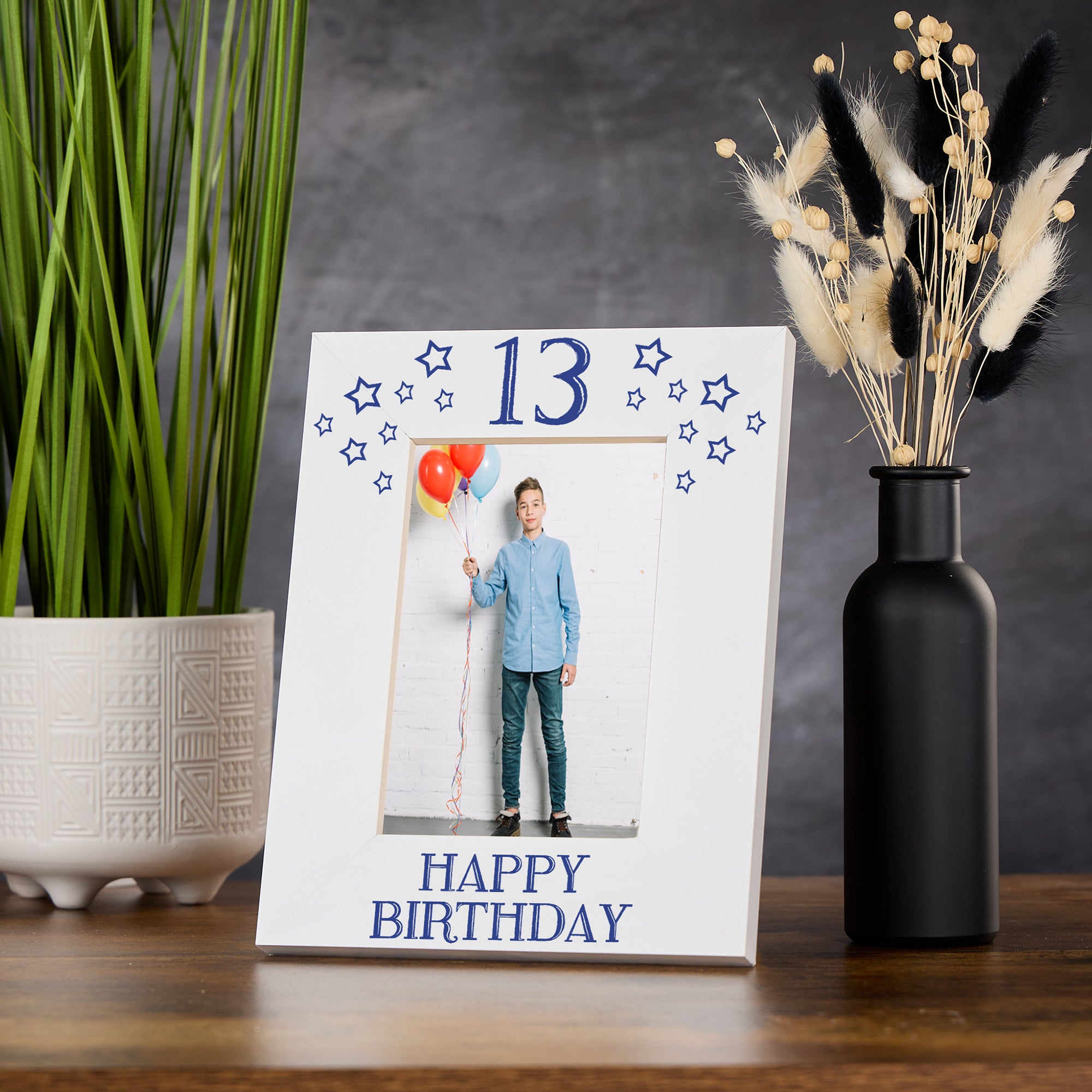 13th Birthday Photo Frame Gift For Him With Star Design Photo Frame ukgiftstoreonline Portrait