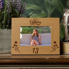 Happy 13th Birthday Wooden Photo Frame Gift Birthday Photo Frame ukgiftstoreonline