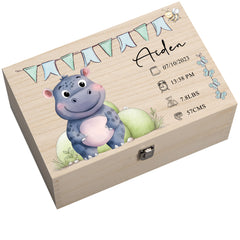 Personalised Wooden Baby Memory Keepsake Box With Cute Animals
