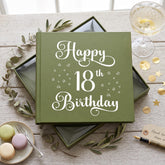 18th Birthday Photo Album, Olive Green Star Motif, 50 Prints ukgiftstoreonline