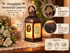 Personalised Memorial Photo Upload Lantern, Memorial Candle, Your Life Was A Blessing memorial lantern ukgiftstoreonline