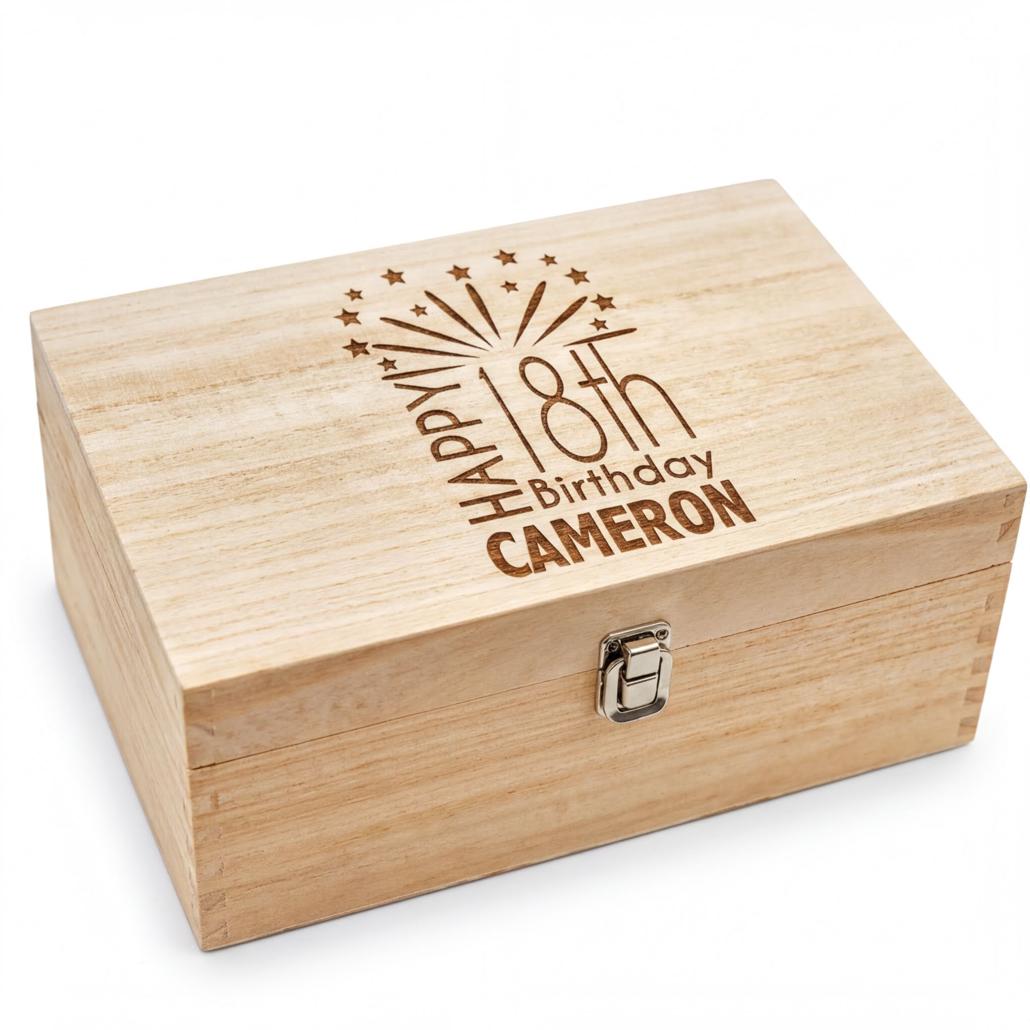 Personalised Keepsake Box – Large Wooden 18th Birthday Gift With Custom Name Keepsake Memory Box Raised Words