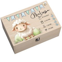 Personalised Wooden Baby Memory Keepsake Box With Cute Animals
