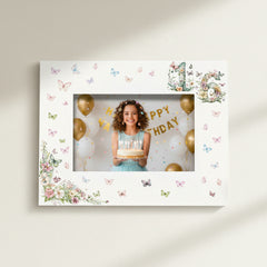 16th Birthday Photo Picture Frame Gift For Her With Butterflies and Flowers Photo Frame ukgiftstoreonline