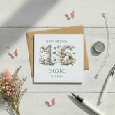 Personalised Luxury Linen 16th Birthday Card, Granddaughter Daughter Sister Niece Cousin Friend, Teen Girl Floral Numbers Personalised Cards ukgiftstoreonline