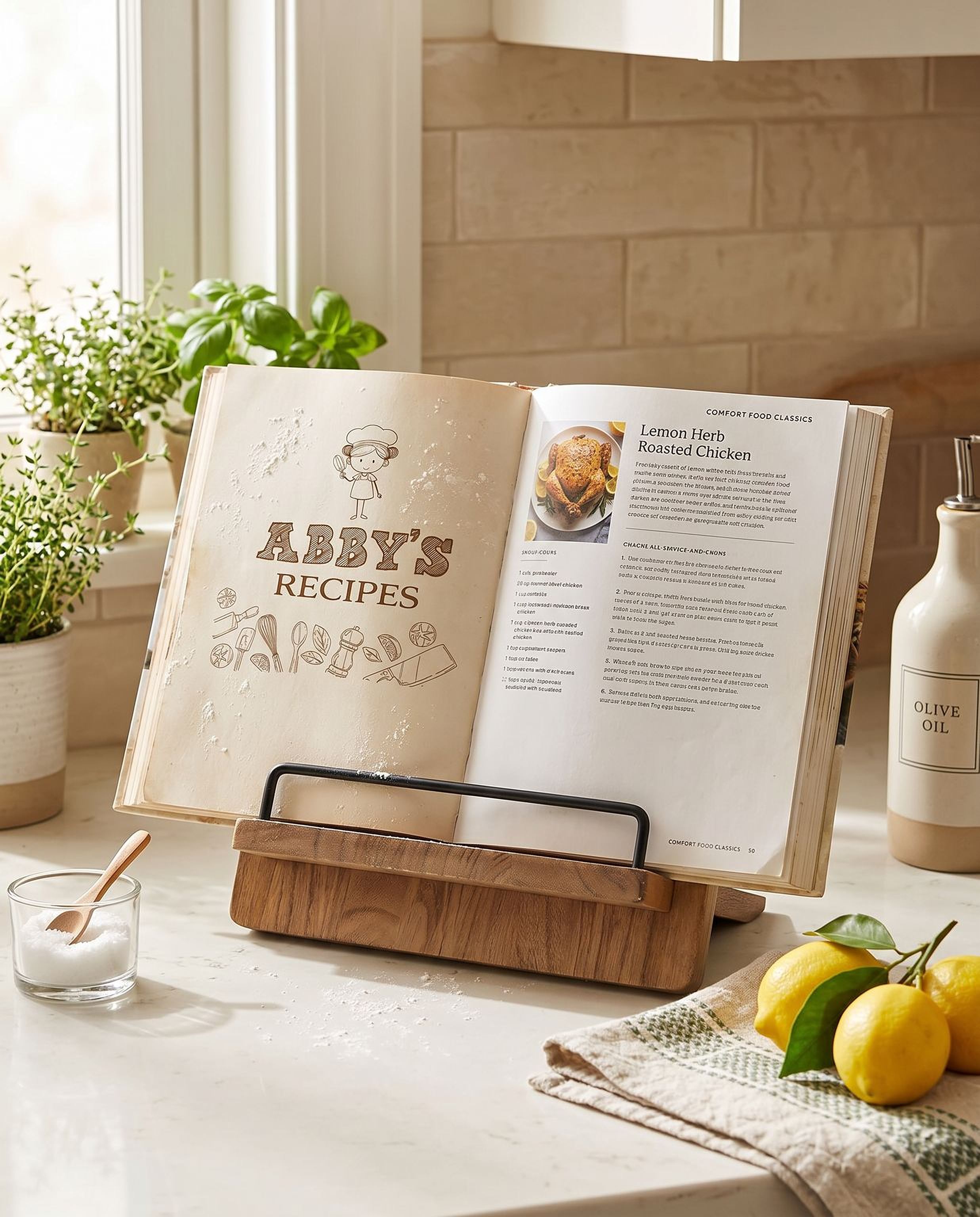 Personalised Recipe Book Stand - Adjustable Wooden Cookbook Holder & Tablet Stand recipe book holder ukgiftstoreonline
