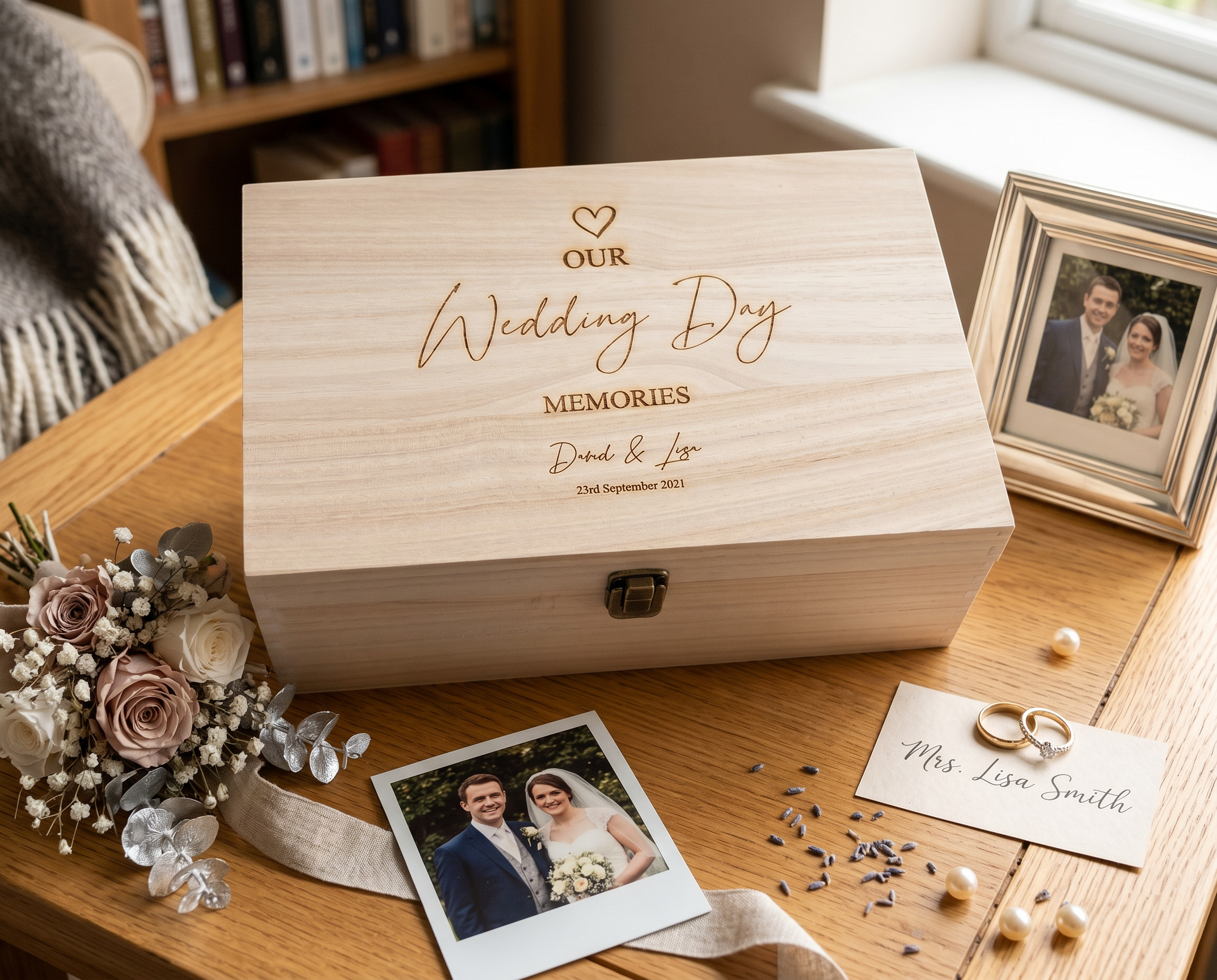 Personalised Wooden Keepsake Box – Large Engraved Wedding Memory Storage Chest Keepsake Memory Box Wedding Keepsakes
